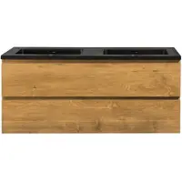 Guido Gusto Badkamermeubel Summer 120cm eiken met zwarte wastafel zonder kraangat