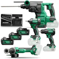 HiKOKI KC18DEWHZ 4-Delige Combiset DS18DE+WH18DC+G1813DA+DH1826DA (gereedschapset)