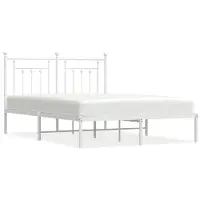 vidaXL Bedframe met hoofdbord metaal wit 140x190 cm