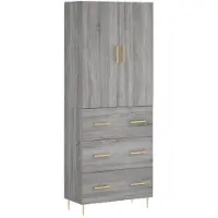 vidaXL Hoge kast 69,5x34x180 cm bewerkt hout grijs sonoma eikenkleurig