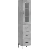 vidaXL Hoge kast 34,5x34x180 cm bewerkt hout betongrijs