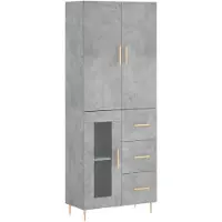 vidaXL Hoge kast 69,5x34x180 cm bewerkt hout betongrijs