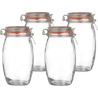 Urban Living Weckpot/inmaakpot - 4x - 1.3L - glas - met beugelsluiting - D13 x H22 cm
