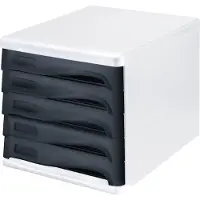 Helit ladebox, 5 laden, A4, polypropeen, behuizing wit/schuiflade zwart