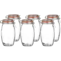 Urban Living Voorraadpot/bewaarpot - 6x - 1.3L - glas - met beugelsluiting - D13 x H22 cm