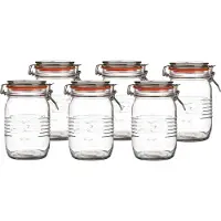 Urban Living Voorraadpot/bewaarpot - 6x - 1L - glas - met beugelsluiting - D14 x H17 cm