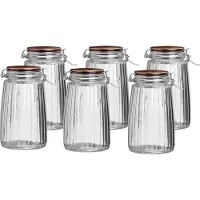 Urban Living Weckpot/inmaakpot - 6x - 1,8L - glas - met beugelsluiting - koperen deksel