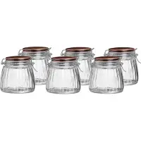 Urban Living Voorraadpot/bewaarpot - 6x - 1L - glas - met beugelsluiting - koperen deksel