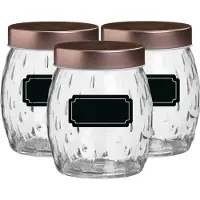 Urban Living Voorraadpot/bewaarpot Beau - 6x - 2L - glas - koperen deksel - incl. etiketten