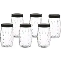Urban Living voedsel keuken voorraadpot - 6x - bewaarpot - Mora - 2 Liter - glas - transparant/zwart - D13 x H22 cm - weckpotten