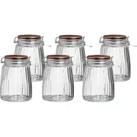 Urban Living Voorraadpot/bewaarpot - 6x - 1,5L - glas - met beugelsluiting - koperen deksel