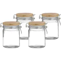 Urban Living Weckpot/inmaakpot - 4x - 700 ml - glas - met beugelsluiting - bamboe deksel