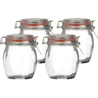 Urban Living Weckpot/inmaakpot - 4x - 750 ml - glas - met beugelsluiting - D11 x H14 cm