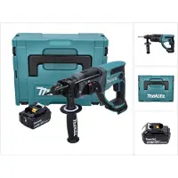 Makita Boormachine + slagboor, DHR 202 G1J Accu combihamer 18 V 2,0 J SDS Plus + 1x accu 6,0 Ah + Makpac - zonder lader (Oplaadbare batterij)