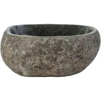 Bewonen Aloni Waskom Van Natuurlijke Riviersteen 30-35 X 15 X 2cm - Grijs - Natuursteen - Rond - Wastafels - Opzetwastafels - 5404024116375