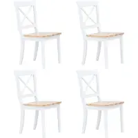 vidaXL Eetkamerstoelen 4 st massief rubberwood naturel en wit