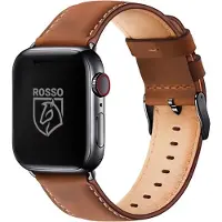 Rosso Deluxe Bandje Echt Leer - Geschikt voor Apple Watch 1 / 2 / 3 / 4 / 5 / 6 / 7 / 8 / 9 / 10 / 11 / SE - 38MM / 40MM / 41MM / 42MM - Polsband Horloge Echt Leder - Bruin