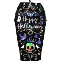 Anagram - Regenboogkleurige aluminium ballon doodskist Halloween 38 x 68 cm