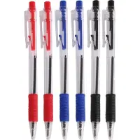 Urban Living Balpennen - 24x stuks - kleurenmix - rood - blauw - zwart - softgrip