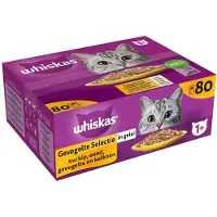 Whiskas Kattenvoer - Adult 1+ - Gevogelte in gelei - Giga-Pack 80x85g