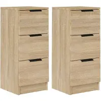 vidaXL Dressoirs 2 st 30x30x70 cm bewerkt hout sonoma eikenkleurig