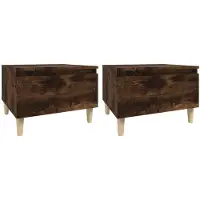 vidaXL Bijzettafels 2 st 50x46x35 cm bewerkt hout gerookt eikenkleurig