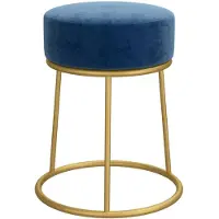 vidaXL Hocker rond fluweel blauw