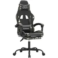 vidaXL Gamestoel draaibaar met voetensteun kunstleer zwart&camouflage