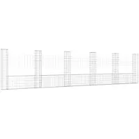vidaXL Schanskorf U-vormig met 6 palen 620x20x150 cm ijzer