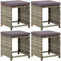 vidaXL Tuinkrukken 4 st met kussens poly rattan grijs