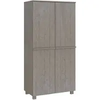 vidaXL Kledingkast HAMAR 89x50x180 cm massief grenenhout lichtgrijs
