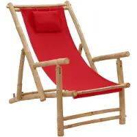 vidaXL - Terrasstoel - bamboe - en - canvas - rood