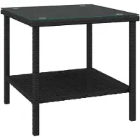 vidaXL Bijzettafel 45x45x45 cm poly rattan en gehard glas zwart