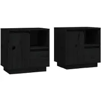 vidaXL Nachtkastjes 2 st 50x34x50 cm massief grenenhout zwart