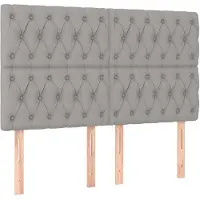 vidaXL Hoofdbord lichtgrijs 144x7x118/128 cm stof