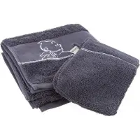 Moulinsart Kuifje Handdoek + Washandje (Grijs) Tintin