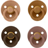BIBS fopspeen 0-6 maand Set 4 stuks Pumpkin,Caramel,Woodchuck en Mocha maat 1