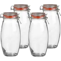 Urban Living Weckpot/inmaakpot - 4x - 1.9L - glas - met beugelsluiting - D12 x H25 cm