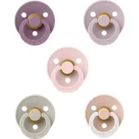 BIBS fopspenen 6-18 maand set 5 stuks Woodchuck,Peri,Baby Pink, Sage en Blush Night Glow maat 2