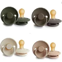 Frigg ROPE Fopspeen set 4 stuks Olive,Portobello,Cream en Croissant 0-6 maand