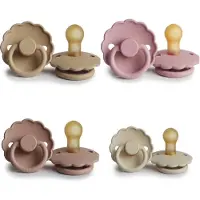 Frigg DAISY Fopspeen set 4 stuks Powder Blush,Baby Pink,Cream en Blush 0-6 maand