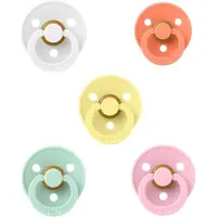 BIBS fopspenen 0-6 maand set 5 stuks Baby Pink,White,Sun Shine,Papaya en Nordic Mint maat 1