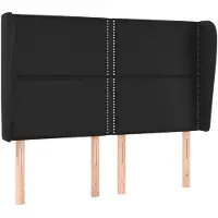 vidaXL Hoofdbord met randen 147x23x118/128 cm kunstleer zwart