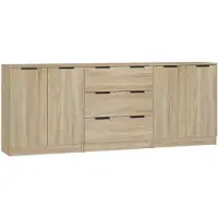 vidaXL 3-delige Dressoirs bewerkt hout sonoma eiken