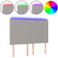 vidaXL Hoofdbord LED 144x5x118/128 cm stof lichtgrijs