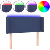 vidaXL Hoofdbord LED 83x16x78/88 cm stof blauw