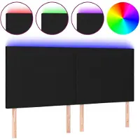 vidaXL Hoofdbord LED 180x5x118/128 cm stof zwart