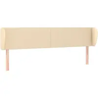 vidaXL Hoofdbord met randen 183x23x78/88 cm stof crèmekleurig