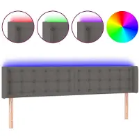 vidaXL Hoofdbord LED 183x16x78/88 cm kunstleer grijs