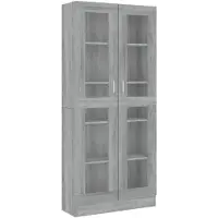 vidaXL Vitrinekast 82,5x30,5x185 cm bewerkt hout grijs sonoma eiken